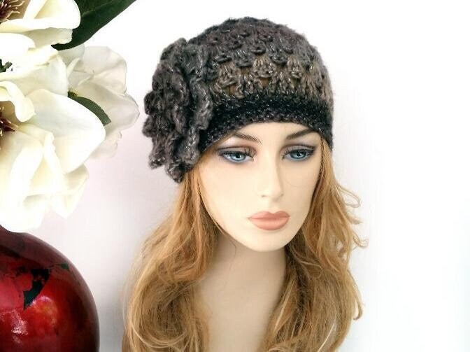 【送料込】Ameri SIDE STRAP FLOWER KNIT CAP 送料込】Ameri SIDE STRAP FLOWER KNIT CAP