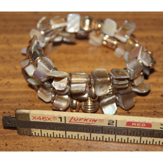 Gold & Brown Iridescent Stone Bracelet Triple Spi… - image 4