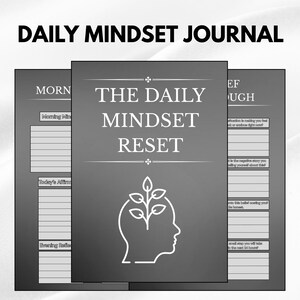 Tägliches Mindset Journal PDF PNG | Persönliches Wachstum & Selbst Verbesserungs-Planer | Positives Denken Arbeitsheft | Sofort Download