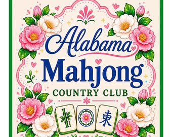 Alabama Mahjong Country Club Stickers zonder bubbels, Game Night, Bam, Crak, Dot, Mahjong-cadeau
