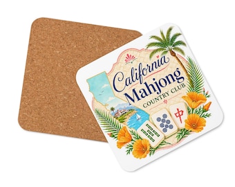 California Mahjong Country Club Onderzetter met kurk, Game Nite, Bam, Crak, Dot, Mahjong Gift