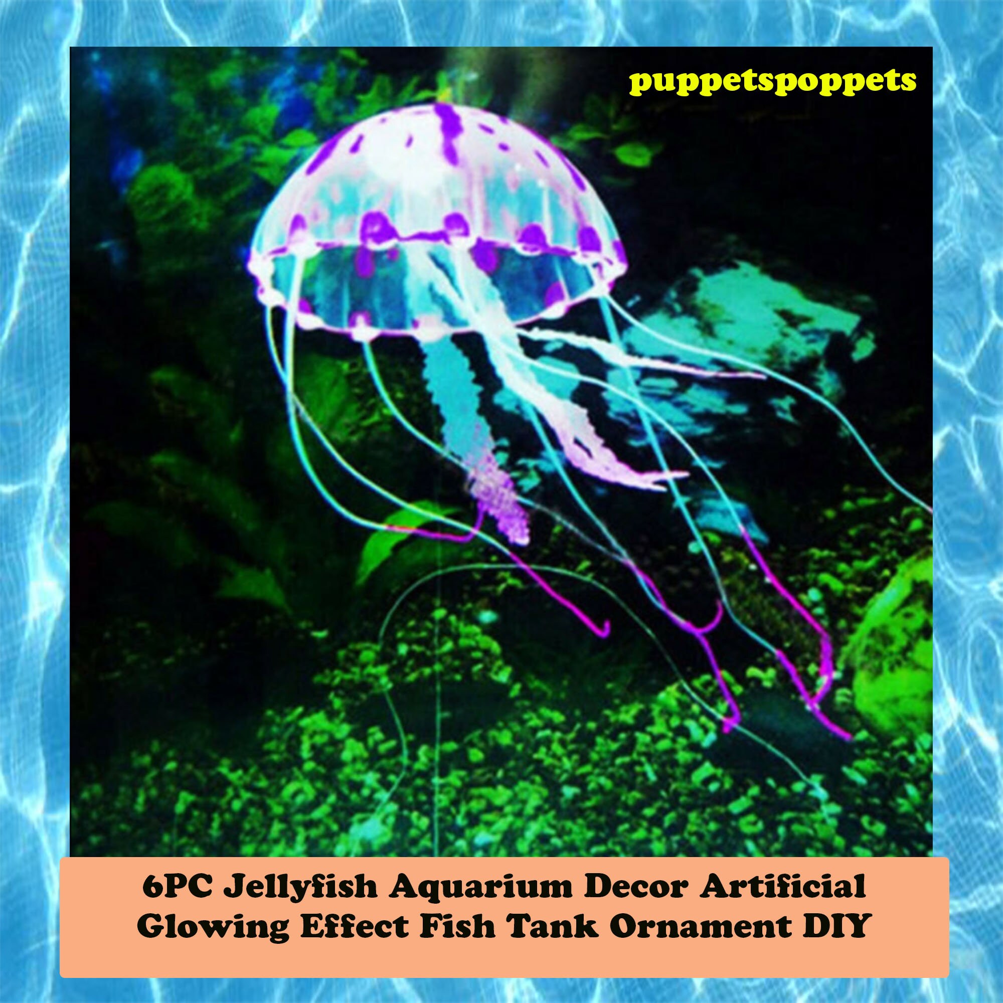2" Jellyfish Artificial Glowing Effect Fish Tank Decoration Aquarium Ornament 