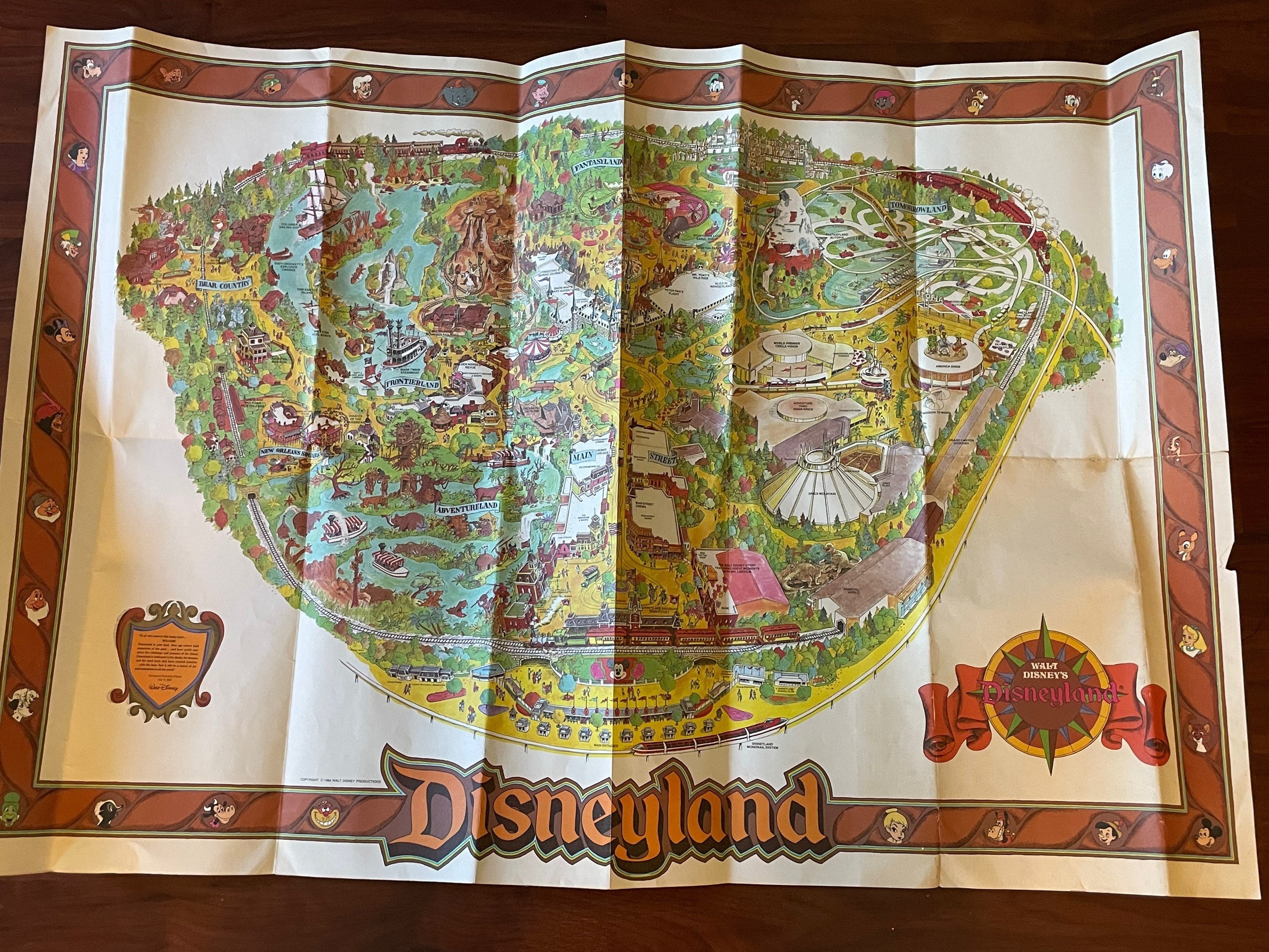 【アメリカで購入】Disney MAPS Vintage 1984 Disneyland Map, Vintage Disney Souvenir, 29x44