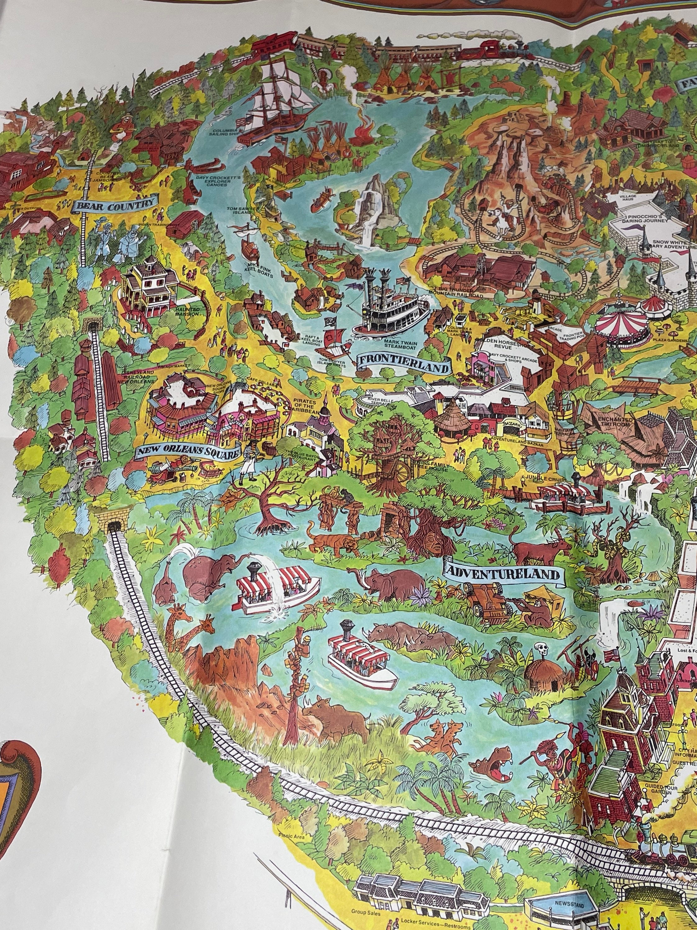 Vintage 1984 Disneyland Map, Vintage Disney Souvenir, 29x44