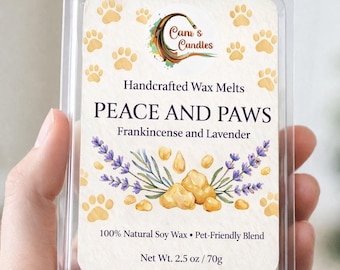 Woski zapachowe Peace and Paws | Zapach do domu Frankincense Lavender Soy (mieszanka przyjazna dla zwierząt)