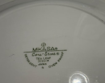 MCM Mikasa Tea Leaf Cera-Stone 12 in schotel jaren 1970 aardetinten avocado