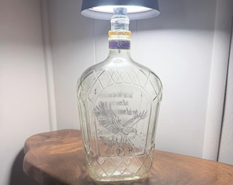 Laser Engraved Repurposed Bottle Lamp, Eagle Image, Jeremiah 40:31 Accent Light