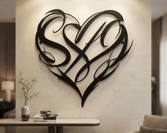 Abstract Heart Metal Wall Art, Romantic Living Room Decor, Modern Couple Wall Decor, Above Console Decor, Bedroom Wall Art, Anniversary Gift