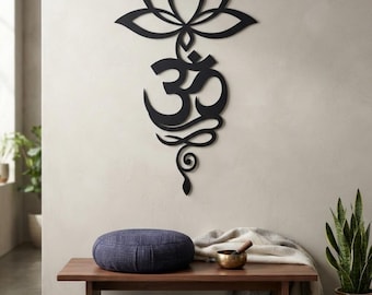 Lotus Om Metal Wall Decor, Yoga Studio Wall Art, Meditation Room Decor, Zen Entryway Decor, Spiritual Gifts for Her, Mindfulness Home Gift