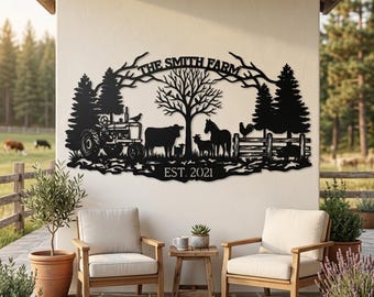 Personalized Farm Sign, Custom Metal Sign, Metal Farmhouse Sign, Family Name Sign, Outdoor Ranch Sign, Rustic Farmhouse Sign, Farmer Gift