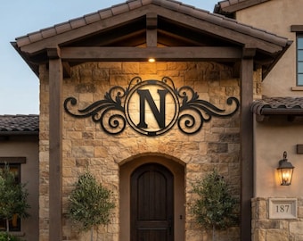 Personalized Monogram Metal Sign, Custom Initial Sign, Outdoor Custom Metal Sign, Rustic Entryway Decor, Housewarming Gift, Family Name Sign