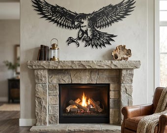 Majestic Eagle Wall Art, Large Metal Eagle Sign, Patriotic Wall Decor, Above Console Decor, Man Cave Decor, Garage Gifts for Dad