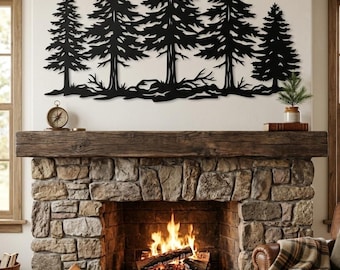 Pine Forest Wall Art, Above Fireplace Wall Art, Extra Large Wall Art, Above Sofa Decor, Cabin Living Room Decor, Farmhouse Kitchen Decor