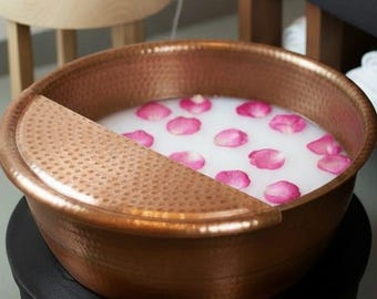 Handmade Hammered Copper Foot Bath Bowl, Luxury Copper Spa Basin, Moroccan Pedicure Bowl, Copper Wash Basin, Rustic Bathroom