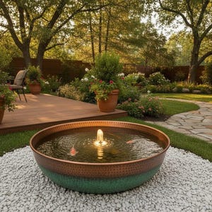 Handmade Hammered Copper Garden Fountain with Pump – Outdoor Water Feature – Moroccan Patio & Landscape Decor image 4