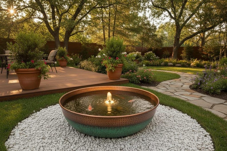 Handmade Hammered Copper Garden Fountain with Pump – Outdoor Water Feature – Moroccan Patio & Landscape Decor image 4
