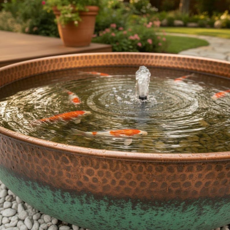 Handmade Hammered Copper Garden Fountain with Pump – Outdoor Water Feature – Moroccan Patio & Landscape Decor image 5