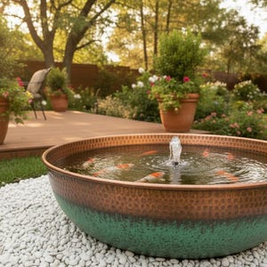 Handmade Hammered Copper Garden Fountain with Pump – Outdoor Water Feature – Moroccan Patio & Landscape Decor image 3