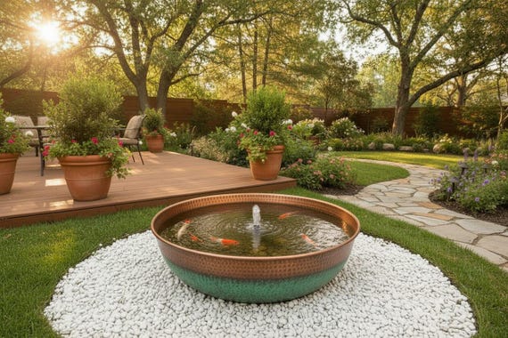 Handmade Hammered Copper Garden Fountain with Pump – Outdoor Water Feature – Moroccan Patio & Landscape Decor