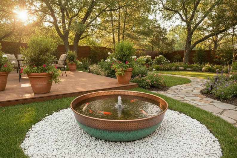 Handmade Hammered Copper Garden Fountain with Pump – Outdoor Water Feature – Moroccan Patio & Landscape Decor image 1