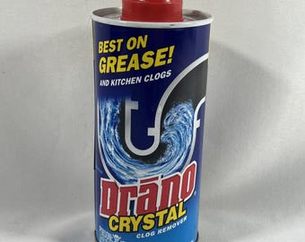 Vintage 1998 Drano Professional Strength Kitchen Crystal Clog Remover 18oz weighs 18.8oz