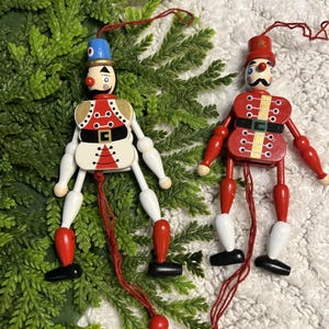 Lot de 2 casse-noisettes vintage, figurines de soldats, à tirer sur une ficelle, pour Noël