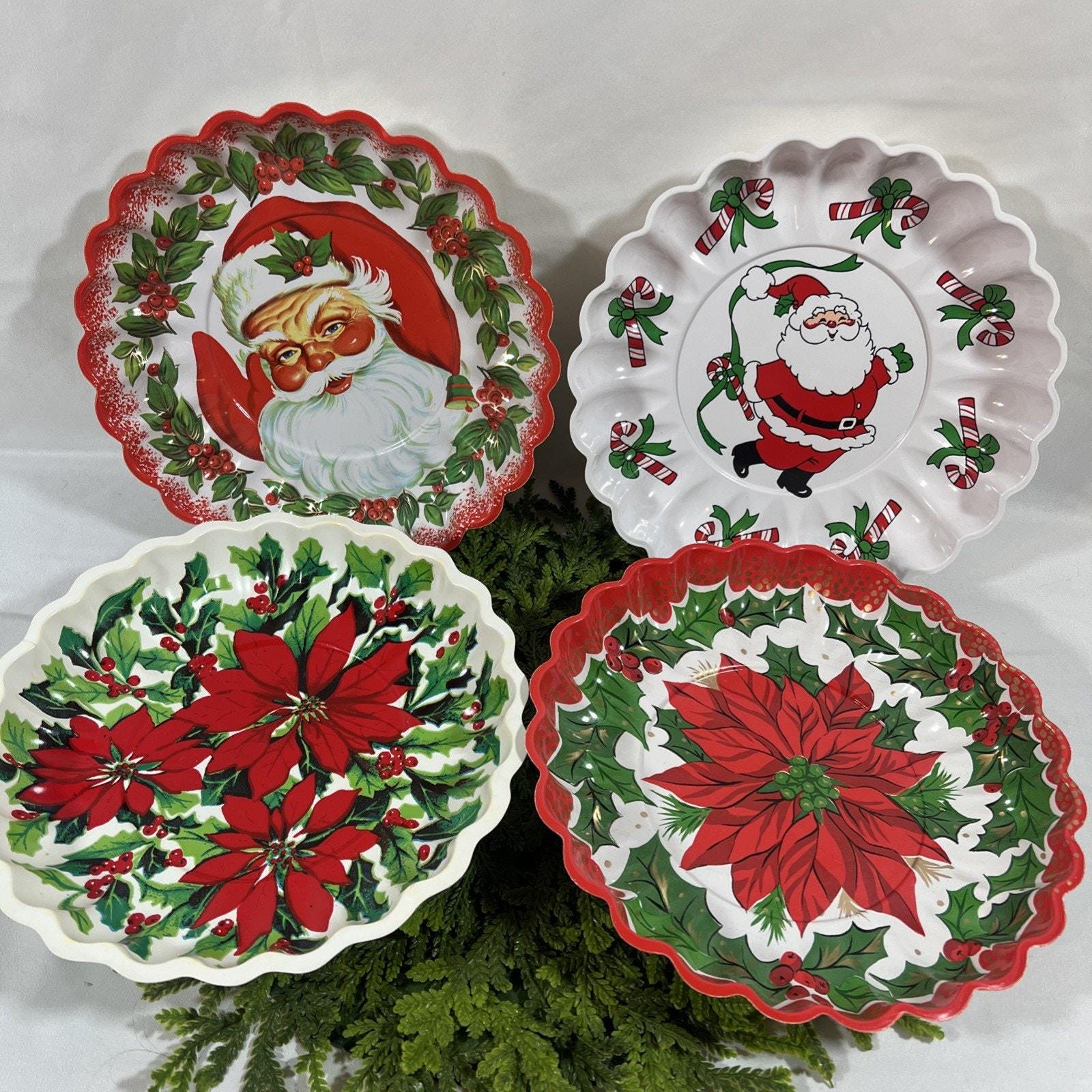 Vintage Plastic Santa Christmas Plates - Etsy