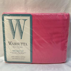 Vintage Wamsutta Easy-Care Cotton Twin Sheet Set Pink Solid 100% Cotton 220tc