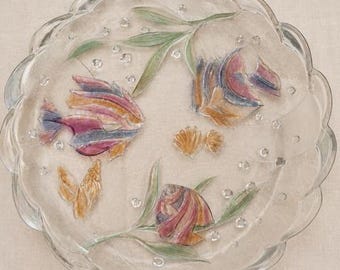 Vintage Mikasa Savoir Vivre Key Largo Tropical Fish Glass Platter