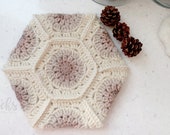 Hexagon Potholder with Hand-Dyed Ombre Colors Available, Double Thick Crochet Dutch Oven Mitt Pad for Cast Iron Modern Accessory for Kitchen