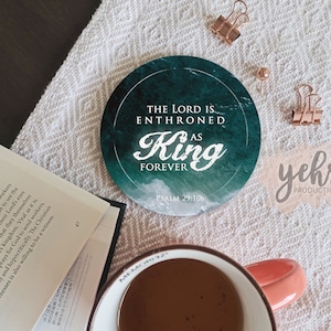 Inspiring Ocean Blue Coaster with Scripture Psalm 29, Great Present for Christian Home and Friend, Roommate