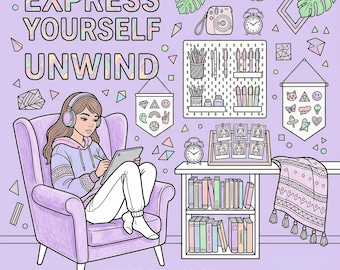 Libro da colorare motivazionale per adolescenti e adulti / Arte per la cura di sé e il sollievo dallo stress (Download immediato)