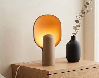 Minimalist Sculptural Table Lamp | Modern Ambient Desk Light | Matte Bedside Nightstand Lamp | Geometric Aesthetic Decor