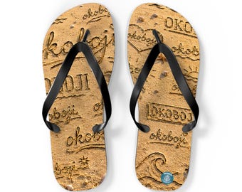Okoboji Iowa Lake House Flip Flops | Great Lakes Beach Boat Sand-Friendly