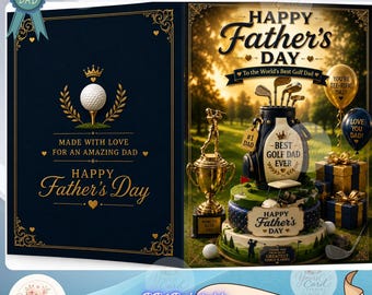 Father's Day Golf Card | Printable 5x7 Folded Greeting Card | Golf Dad Father's Day Card | Instant Download | Golf Lover Gift