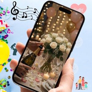 Animated Happy Birthday Dad video featuring an elegant navy blue and gold birthday cake, festive balloons, champagne celebration, and a classic orange convertible driving through scenic mountains. Digital birthday greeting video for fathers, perfect for sharing on social media, WhatsApp, Facebook, Instagram, TikTok, or email.