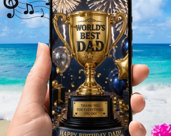 Happy birthday's Day VDO Ecard| Digital Download| Digital greeting Animated Card |Greeting Card Video with Music | Golfer Dad Ecard