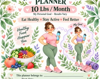 Printable Weight Loss Planner & 30-Day Meal Plan Bundle (Digital Download)