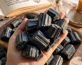 Natural Raw Black Tourmaline Rough Chunk, Protection Mineral Specimen, Root Chakra Grounding Crystal Gift