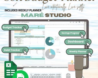 Zachte budgetplanner-spreadsheet | Financiëntracker voor Google Spreadsheets | Sjabloon voor maandelijks geldbeheer | Excel-werkmap Budget