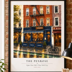 Aquarelldruck des Restaurants Penrose NYC, Kunst aus einer Bar der Upper East Side (Digitaler Download)