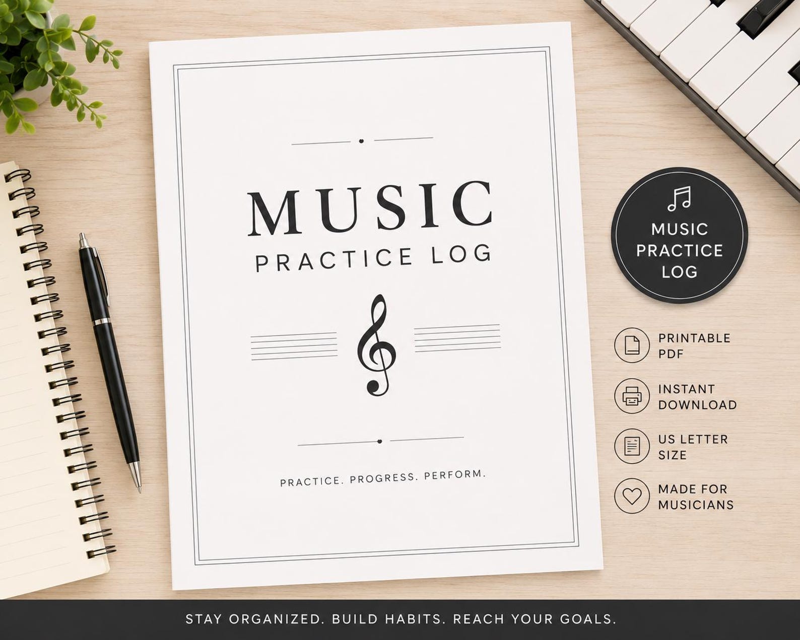 Printable Music Practice Journal for Students | Band Practice Log PDF ...