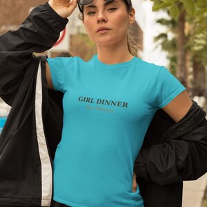 Girl Dinner script lettering T-Shirt | minimalist typography tee