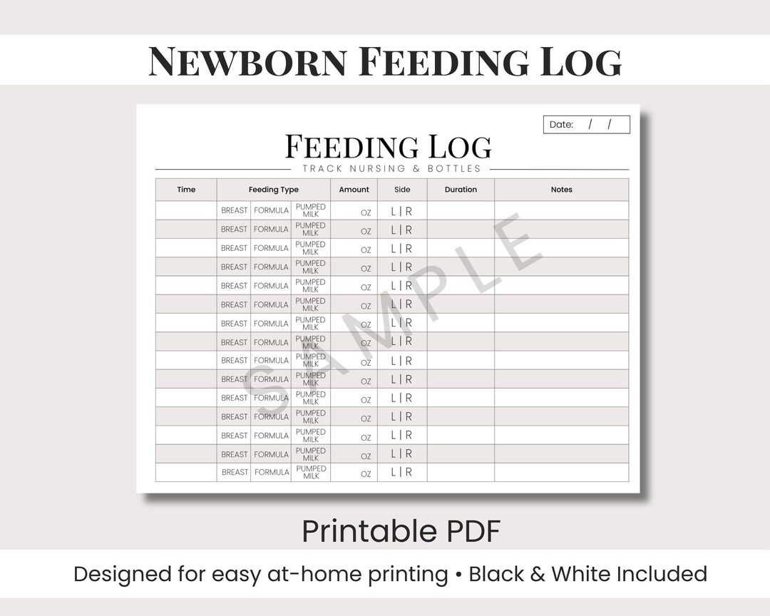 Baby Feeding Log Printable Newborn Feeding Tracker PDF Breastfeeding ...