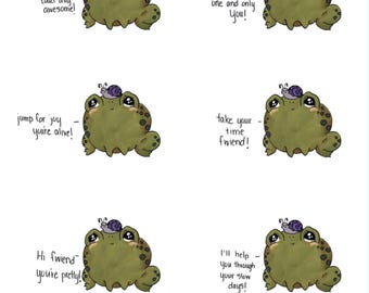 Frosch Schnecke Angst Selbstliebe Affirmation Karten | Therapie beruhigendes Bewältigungswerkzeug | Druckbare Kalendereinlage | Niedliches positives Manifest Journal Art