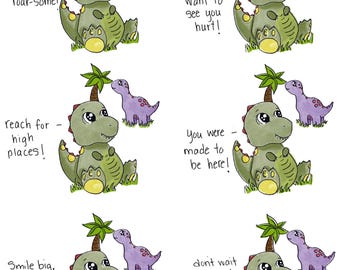 Baby Dinosaurier Angst Selbstliebe Affirmation Karte | Therapie beruhigendes Bewältigungswerkzeug | Druckbare Planer Einlage | Niedliche positive Manifestiertes Journal Kunst