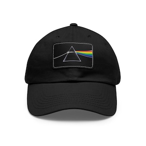 Dark Side of the Moon Cap, Prism Logo Hat, Classic Rock Band Cap, Progressive Rock Fan Gift, Leather Patch Baseball Hat