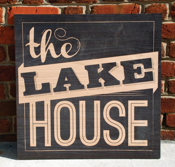 Items similar to The Lake House Wooden Sign 18" x 18" on Etsy