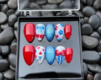 July 4th Cherry Nails