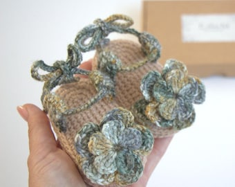 Gehäkelte Babysandalen mit EVA-Schaumstoff Sohleneinsätzen, Camo Hausschuhe, Baby-Dusche-Geschenk, Baby Camouflage Booties, 0-3, 3-6, 6-9 Monate